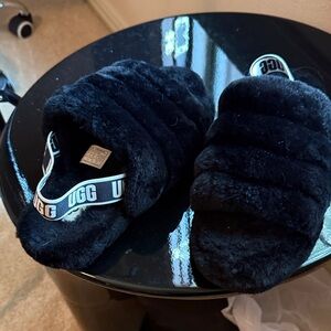 UGG Black Plush Slide Slippers
